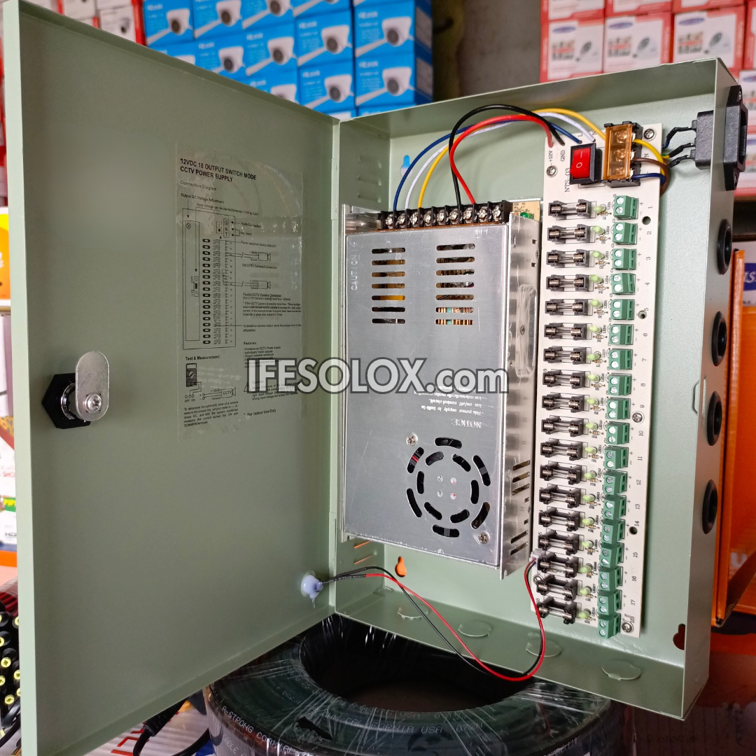 Professional 16-Way 12V DC CCTV Power Supply Box with Individual Fuse - Brand New