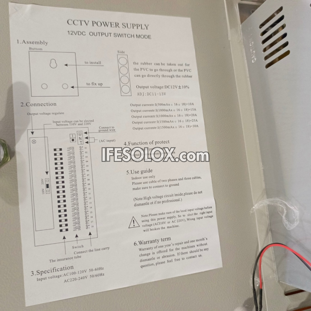 Professional 16-Way 12V DC CCTV Power Supply Box with Individual Fuse - Brand New