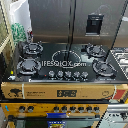 Professional 60x90cm (4+1) Burner Gas Hob/Cooker on Glass with Auto Ignition - Brand New
