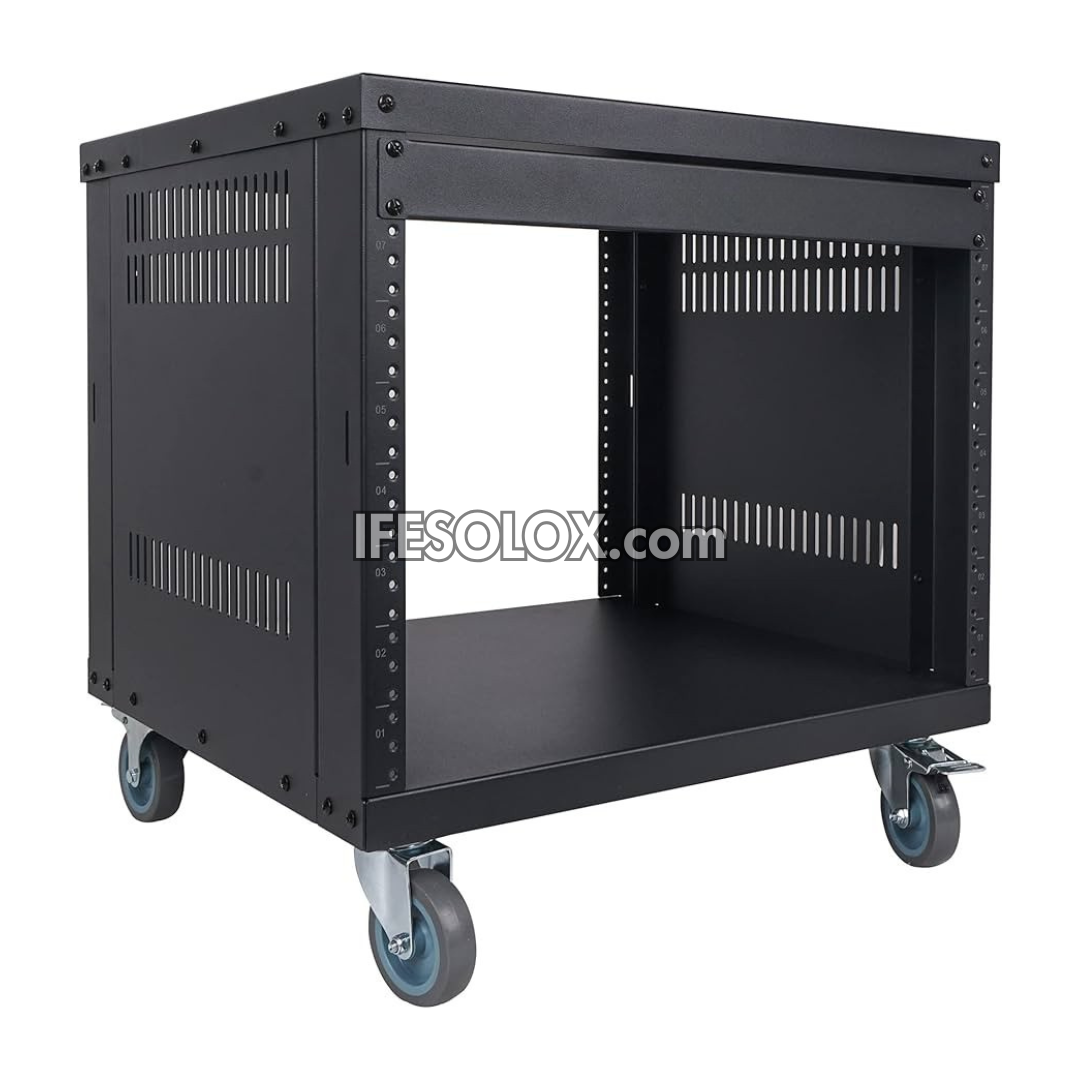 Professional 8U Portable Rolling Studio Rack Cabinet for Server, Networking & Studio Applications - Brand New
