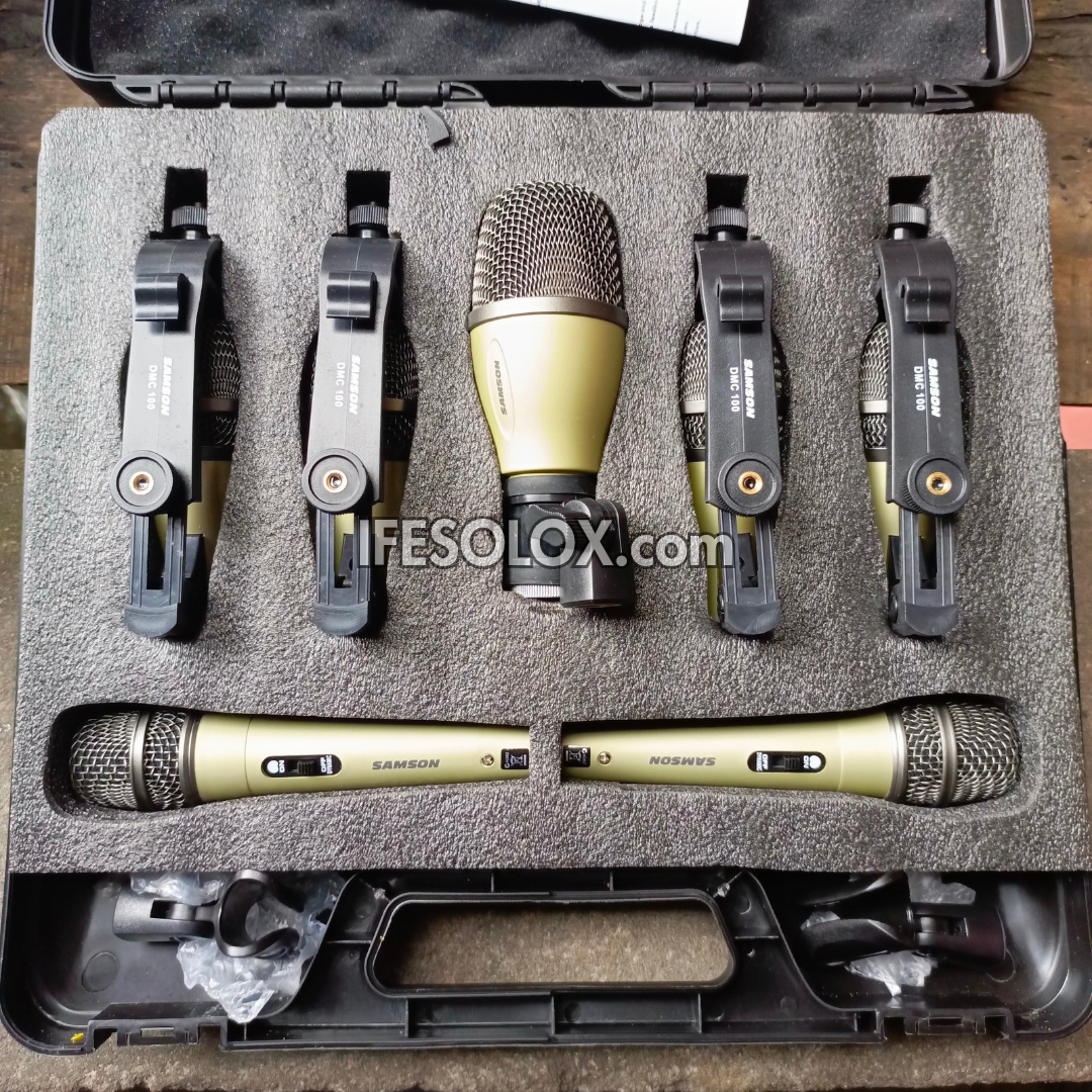 SAMSON 7-Piece Dynamic Drum Microphone System with Mic Holders and Carrying Case - Brand New