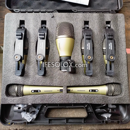 SAMSON 7-Piece Dynamic Drum Microphone System with Mic Holders and Carrying Case - Brand New
