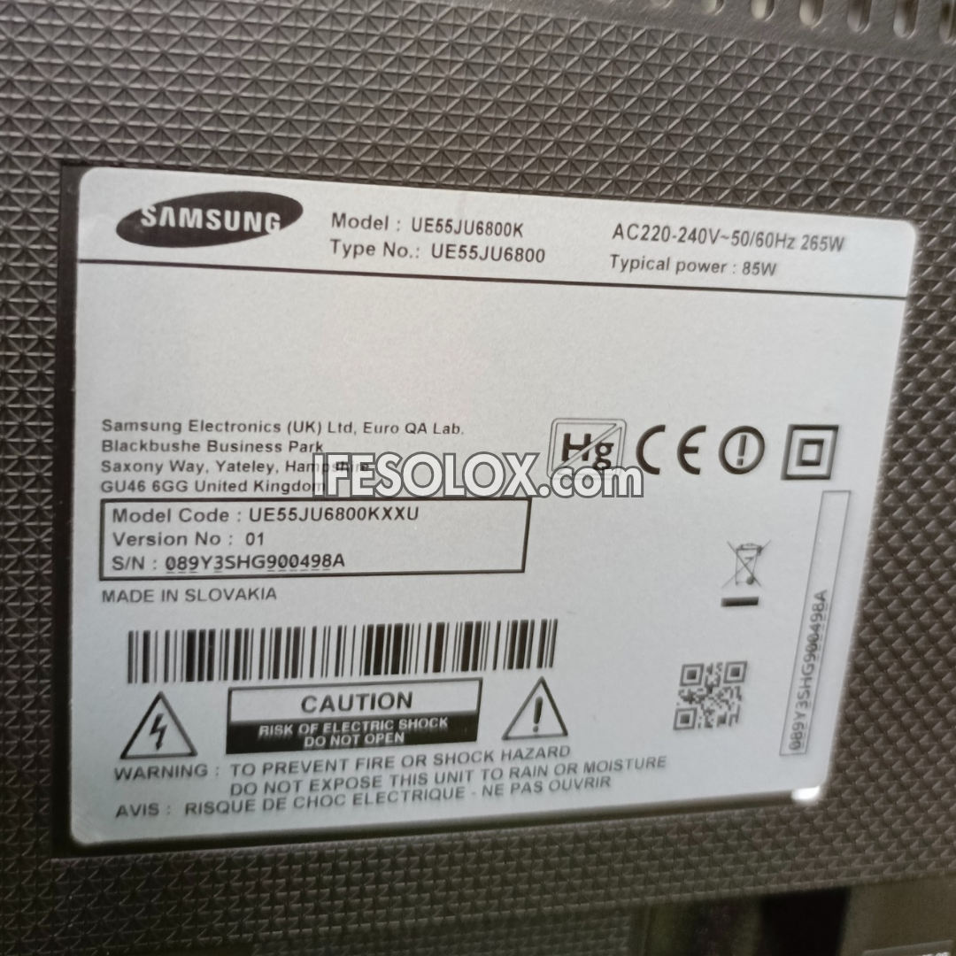 SAMSUNG 55 Inch UE55JU6800 Series 6 Smart 4K UHD HDR TV (Bluetooth, WiFi, Screen Mirroring) - UK Used