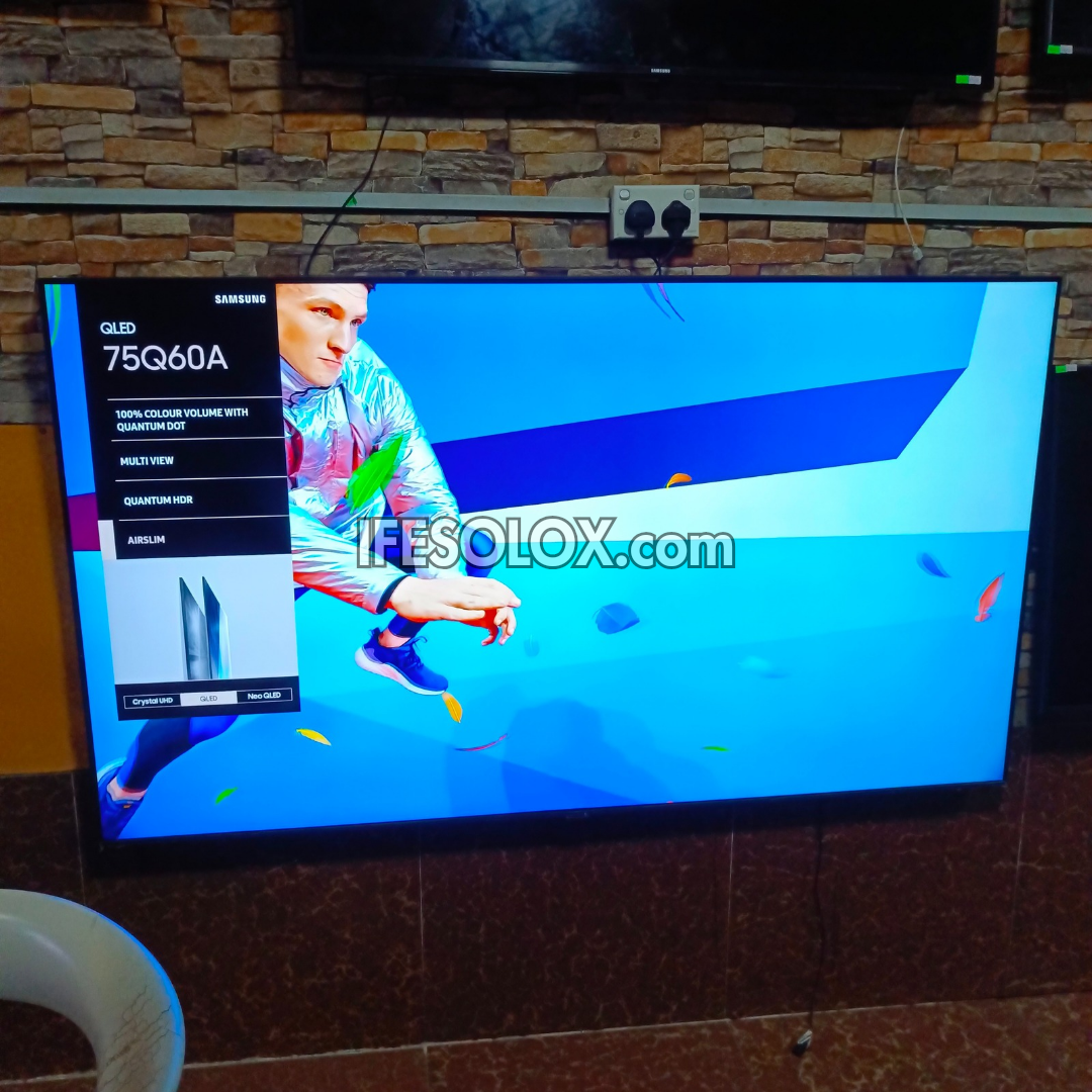 SAMSUNG 75 Inch QLED 75Q60A Certified True 4K UHD HDR10+ Smart Frameless QLED TV - Foreign Used
