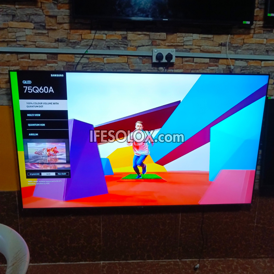 SAMSUNG 75 Inch QLED 75Q60A Certified True 4K UHD HDR10+ Smart Frameless QLED TV - Foreign Used