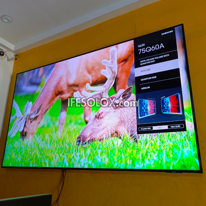SAMSUNG 75 Inch QLED 75Q60A Certified True 4K UHD HDR10+ Smart Frameless QLED TV - Foreign Used