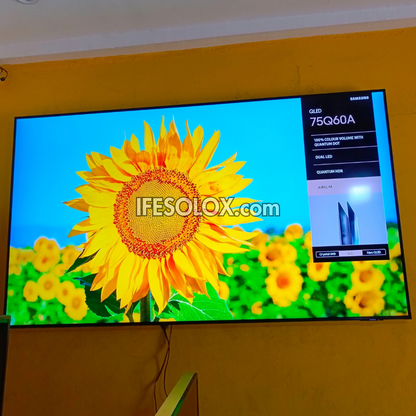 SAMSUNG 75 Inch QLED 75Q60A Certified True 4K UHD HDR10+ Smart Frameless QLED TV - Foreign Used