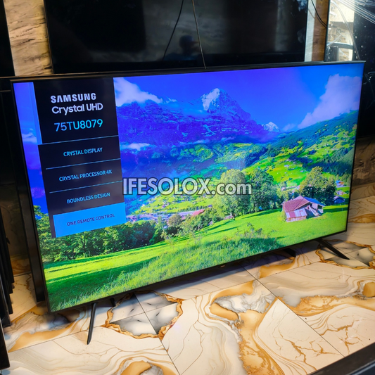 SAMSUNG 75 inch UE75TU8000 Series Premium Crystal UHD 4K Smart Frameless TV with Bluetooth, Miracast & AirPlay 2 - UK Used