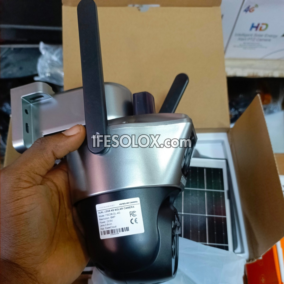 SLX 5MP Dual Lens Solar IP Camera (1 Bullet Camera and 1 PTZ Camera) with WiFi, 4G SIM, Night Vision, Motion Detection and 2-way Audio - Brand New