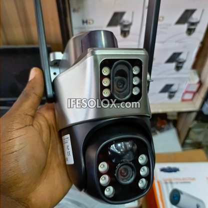 SLX 5MP Dual Lens Solar IP Camera (1 Bullet Camera and 1 PTZ Camera) with WiFi, 4G SIM, Night Vision, Motion Detection and 2-way Audio - Brand New