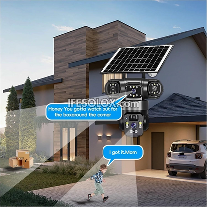 SLX 5MP Triple Lens Solar IP Camera (2 Bullet Camera and 1 PTZ Camera) with WiFi, 4G SIM, Night Vision, 2-way Audio and Motion Detection