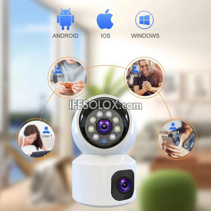 SLX Dual Lens Battery Powered Indoor IP Security Camera with 2-Way Audio, PTZ, WiFi, 4G, Motion Detection - Brand New