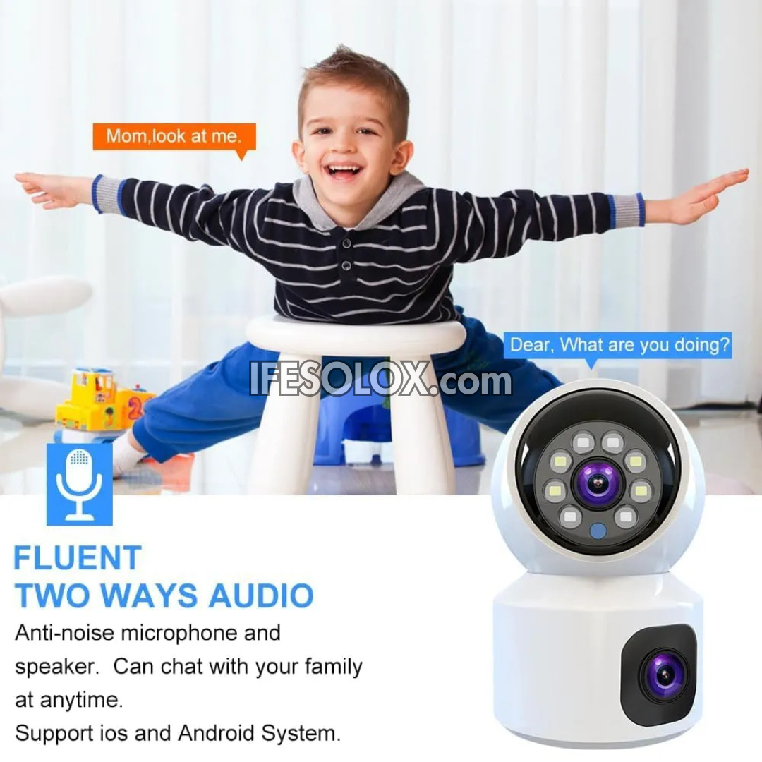 SLX Dual Lens Battery Powered Indoor IP Security Camera with 2-Way Audio, PTZ, WiFi, 4G, Motion Detection - Brand New
