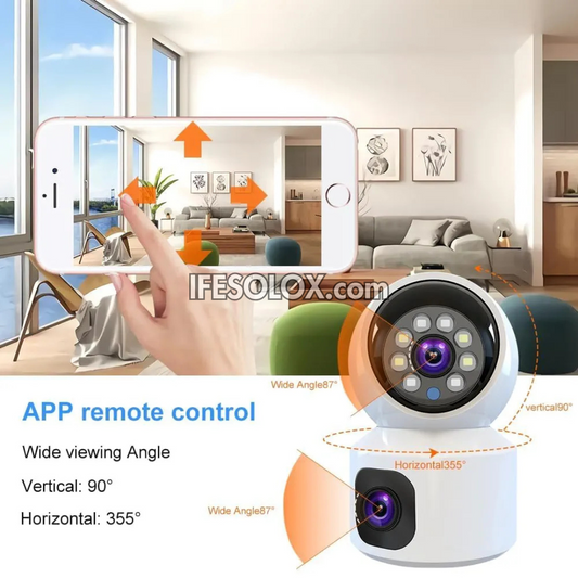 SLX Dual Lens Battery Powered Indoor IP Security Camera with 2-Way Audio, PTZ, WiFi, 4G, Motion Detection - Brand New