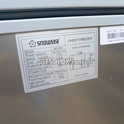 SNOWSEA BD-208 150 Liters Chest Deep Freezer with 1 Year Warranty - Brand New