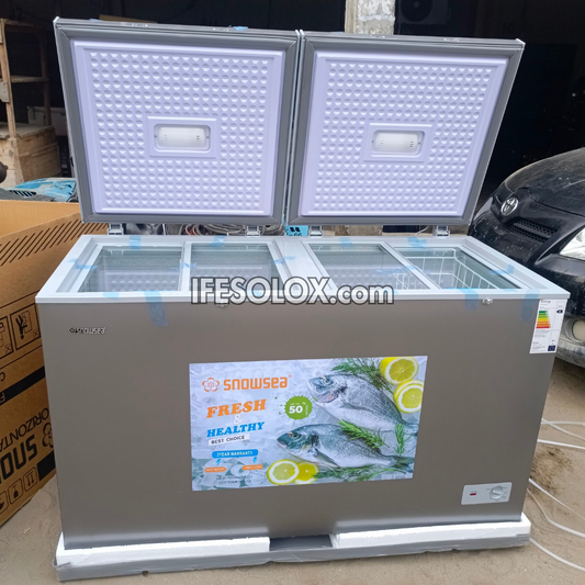 SNOWSEA BD-600 420 Liters Double Door Chest Deep Freezer + Glass Doors with 1 Year Warranty - Brand New