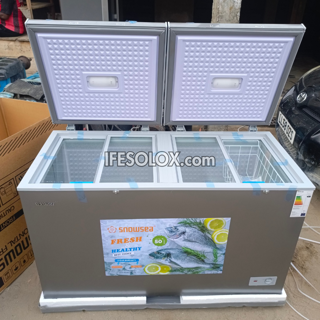 SNOWSEA BD-600 420 Liters Double Door Chest Deep Freezer + Glass Doors with 1 Year Warranty - Brand New