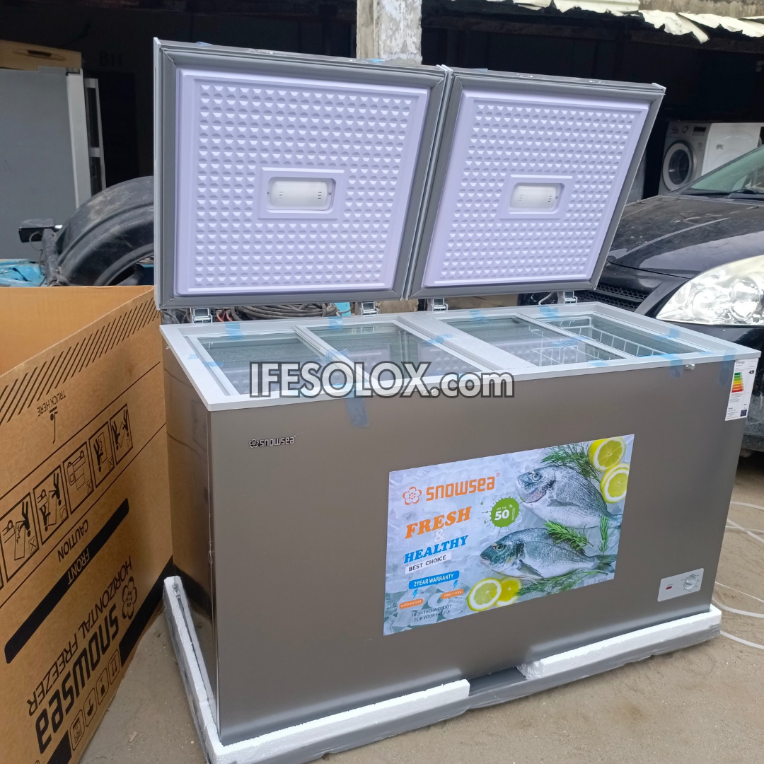 SNOWSEA BD-600 420 Liters Double Door Chest Deep Freezer + Glass Doors with 1 Year Warranty - Brand New