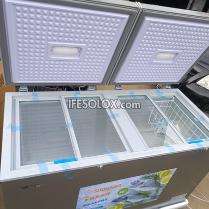 SNOWSEA BD-600 420 Liters Double Door Chest Deep Freezer + Glass Doors with 1 Year Warranty - Brand New