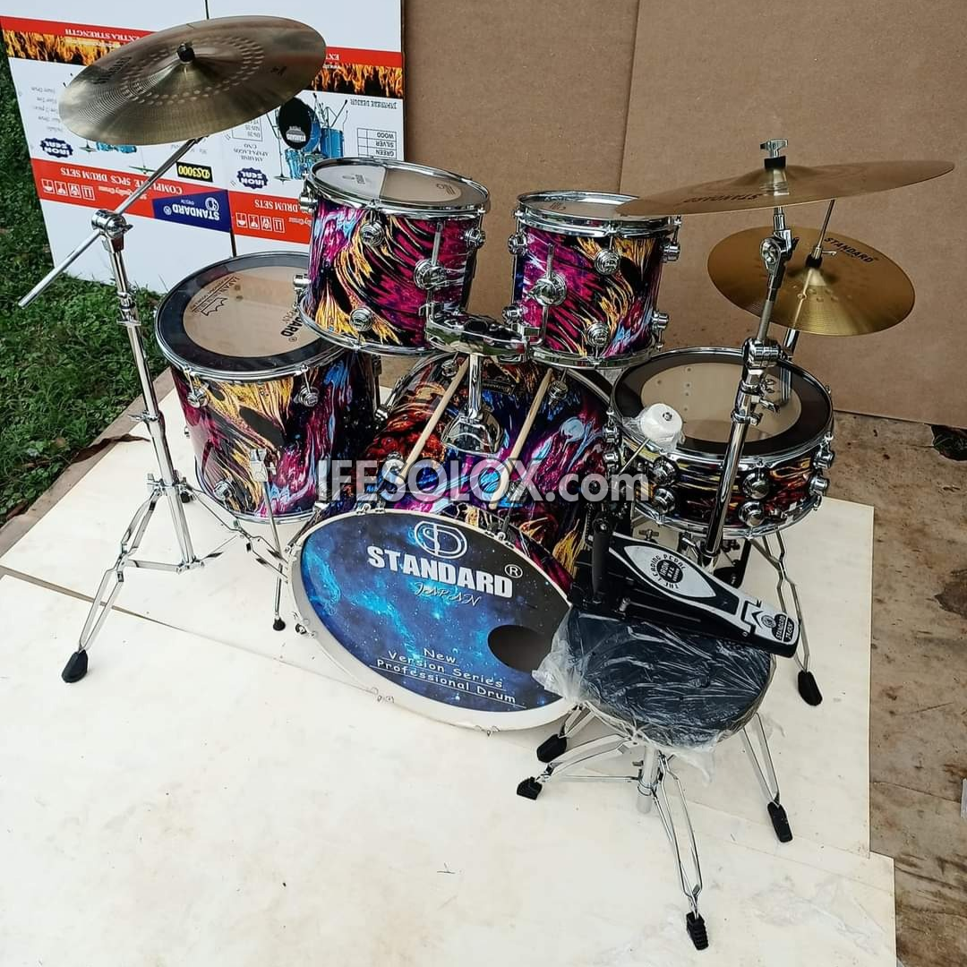 STANDARD 5-Piece Single Pole Professional Complete Acoustic Drum Set (Vers05) - Brand New