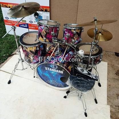 STANDARD 5-Piece Single Pole Professional Complete Acoustic Drum Set (Vers05) - Brand New