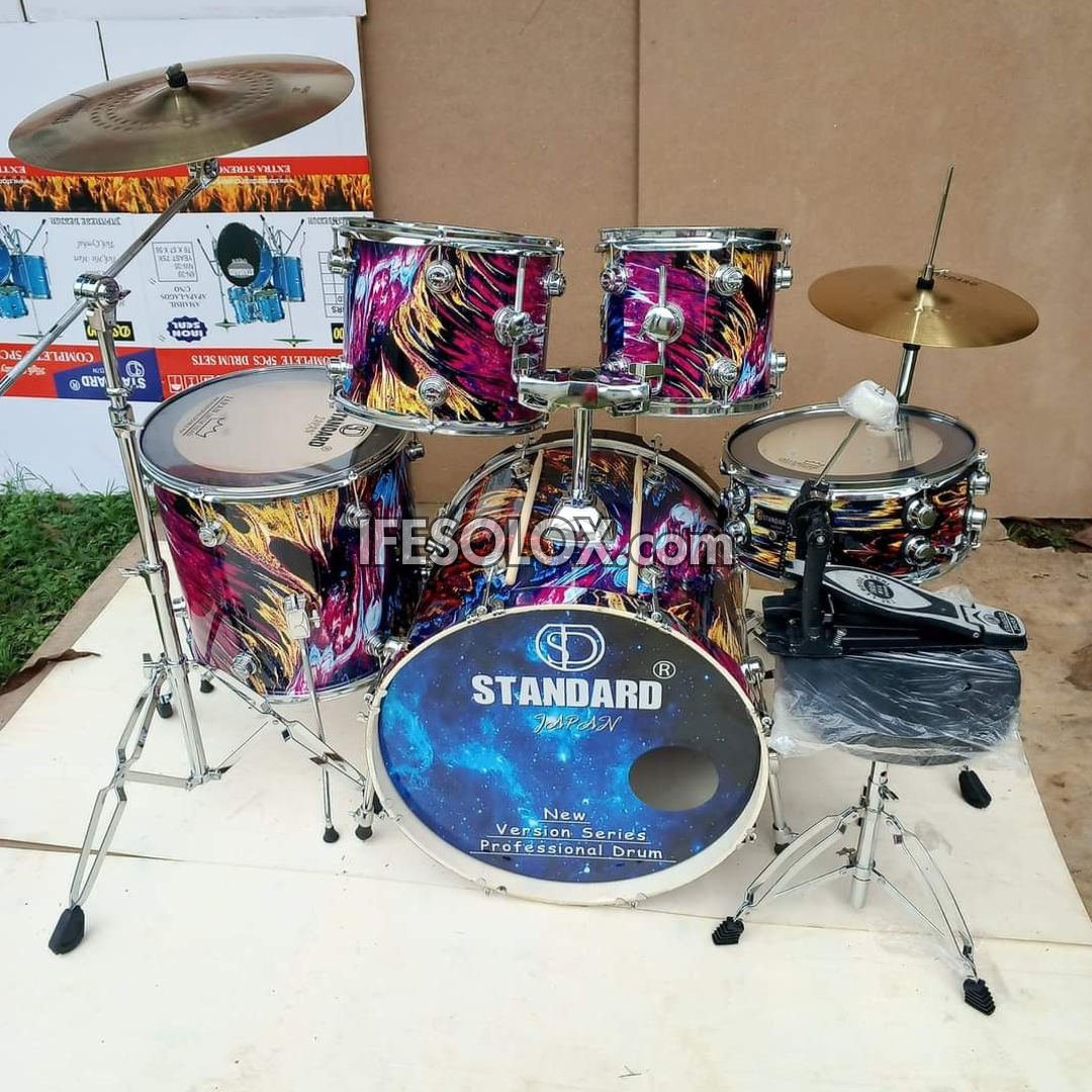 STANDARD 5-Piece Single Pole Professional Complete Acoustic Drum Set (Vers05) - Brand New