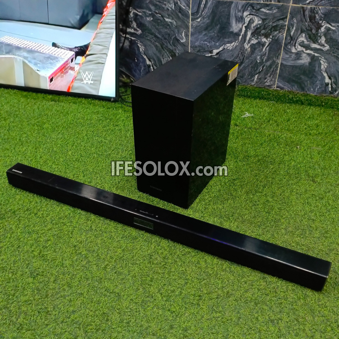 Samsung HW-J450 2.1Ch 300W Bluetooth Sound Bar with Wireless Subwoofer (USB, Aux, HDMI in/Out, Optical in) - Foreign Used