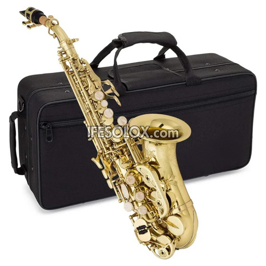 Golden Curved Soprano Saxophone for Beginners, Professionals and Concerts - Brand New