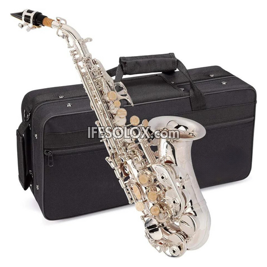 Silver Curved Soprano Saxophone for Beginners, Professionals and Concerts - Brand New