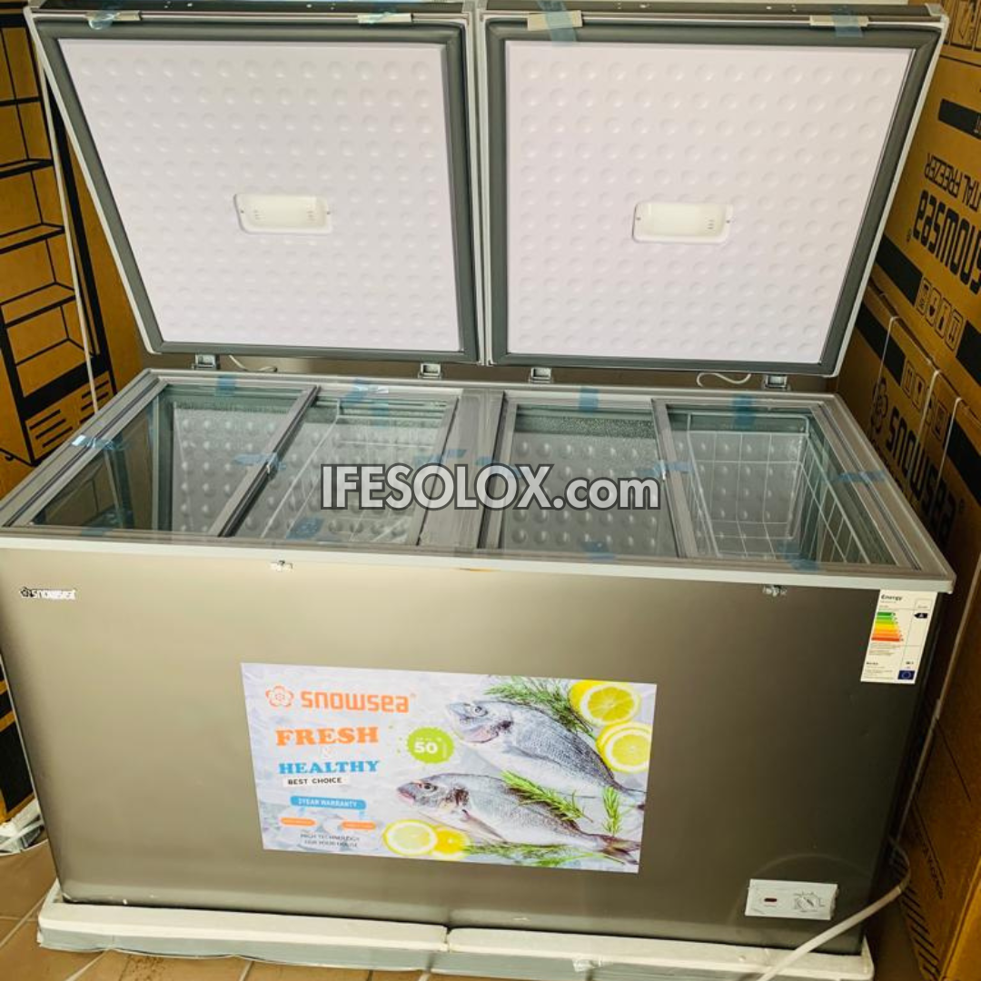 SNOWSEA BD-600 390 Liters Double Door Chest Deep Freezer + Glass Doors with 1 Year Warranty - Brand New