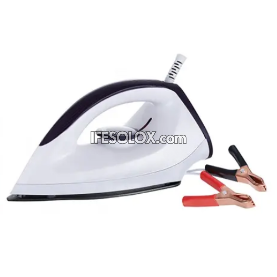 Solar DC 1,000W Dry Pressing Iron for Clothes with 90W Power usage, Teflon-coated Soleplate, Auto Shut-off - Brand New