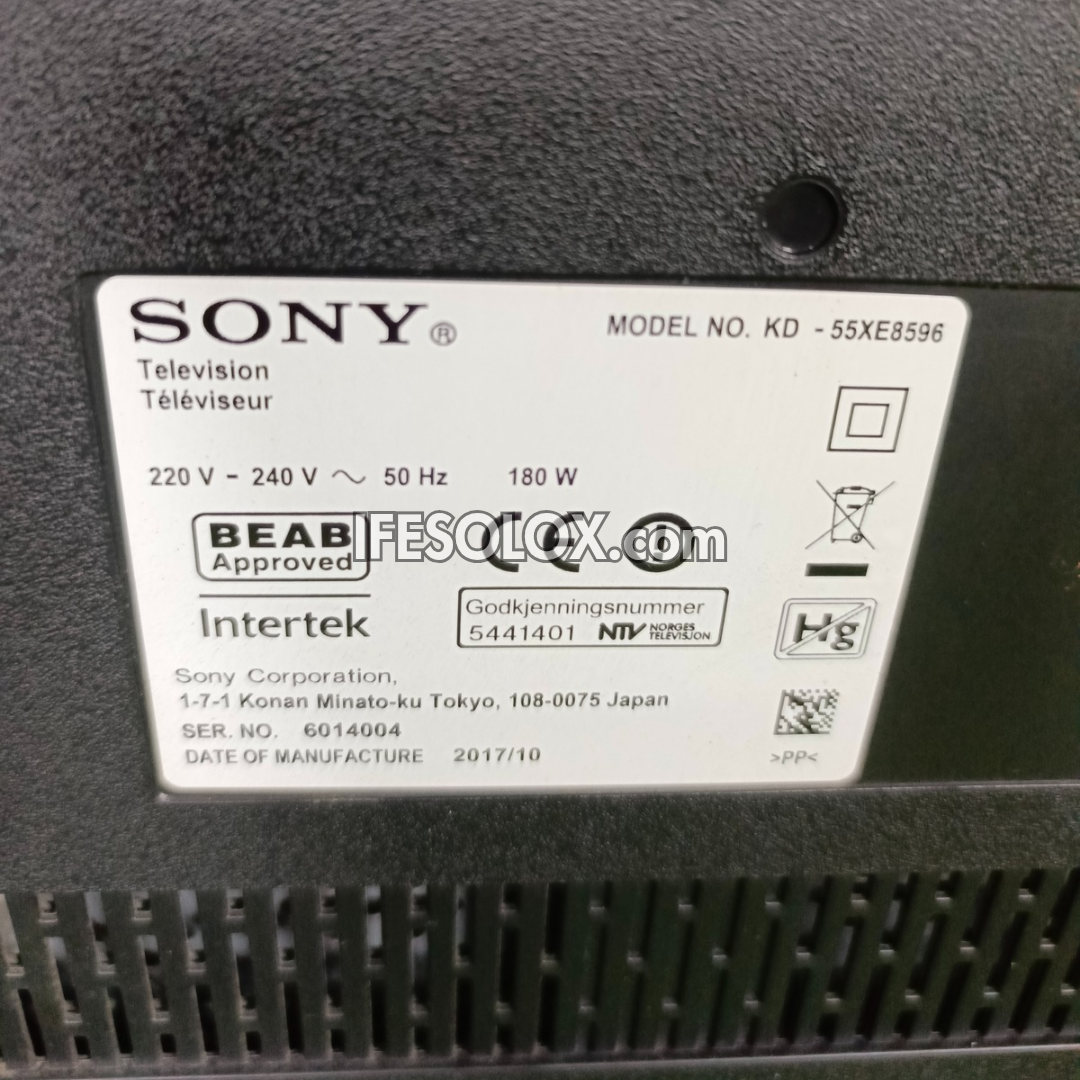 Sony BRAVIA 55 Inch KD-55XE8596 Android Smart 4K Ultra HD TV (Bluetooth, WiFi, Chromecast, Play Store) - Foreign Used