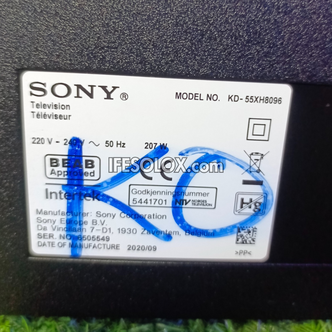 Sony BRAVIA 55 Inch KD-55XH8096 Smart 4K UHD Android TV with Bluetooth, WiFi, Chromecast, AirPlay - Foreign Used