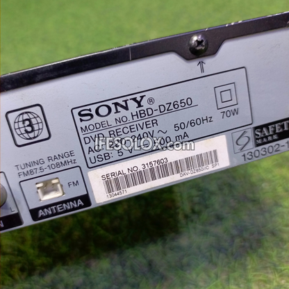 Sony HBD-DZ650 5.1Ch 1000 Watts Bluetooth DVD Home Theater Machine Head (Works with all Home Theater) - Foreign Used