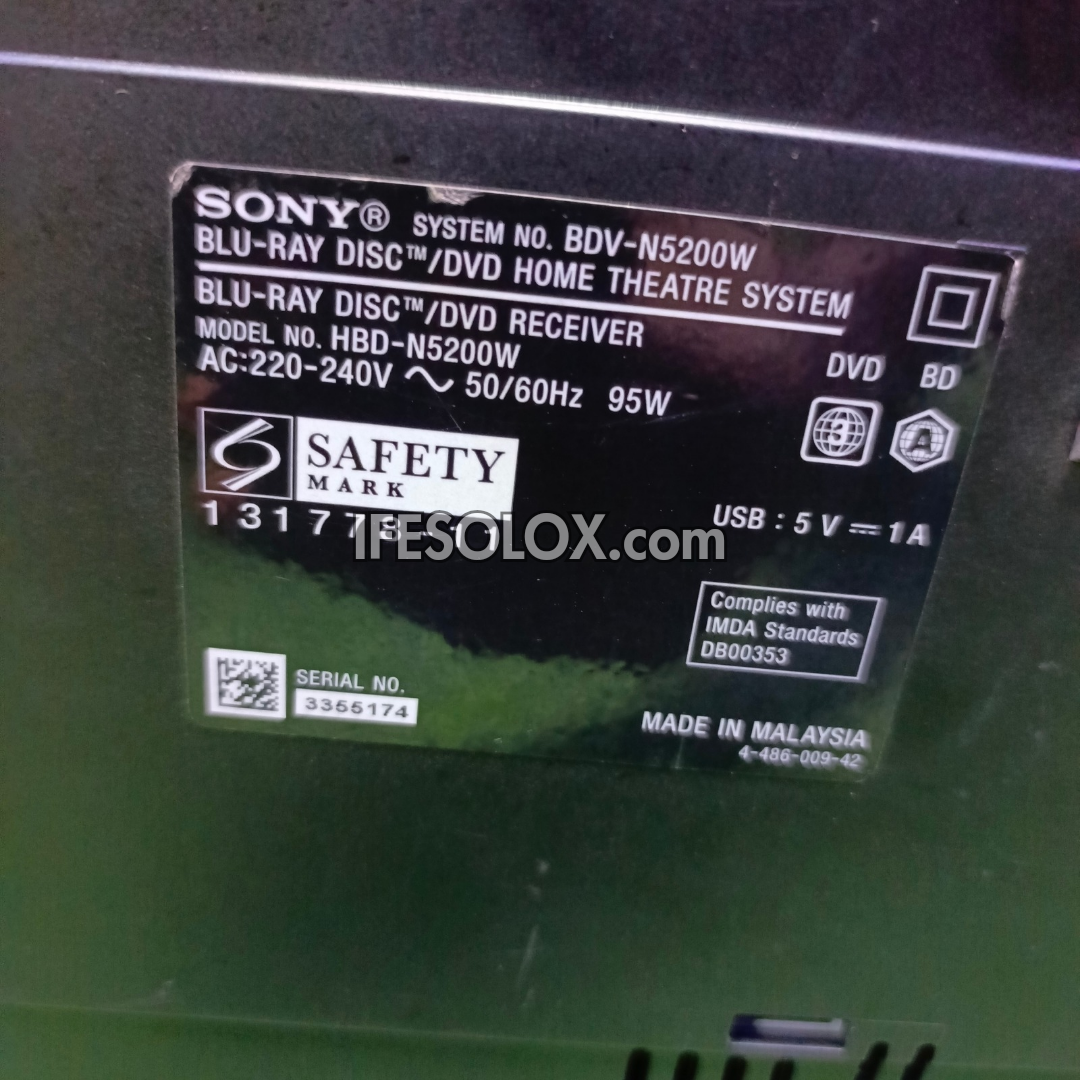 Sony HBD-N5200W 5.1Ch 1000Watts Bluetooth Smart 3D Blu-ray DVD Home Theater Machine Head (WiFi, Miracast) - Foreign Used