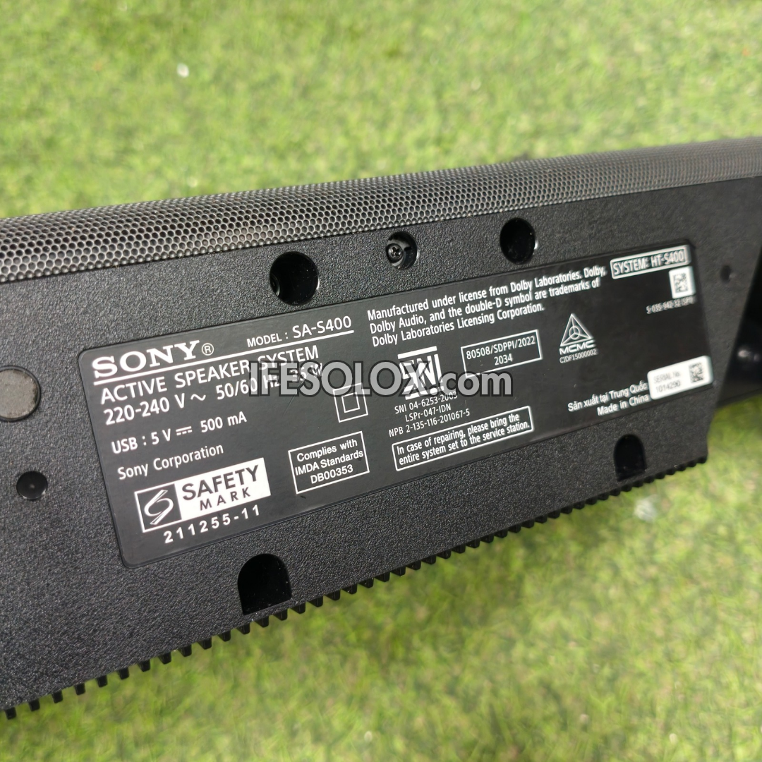 Sony HT-S400 2.1Ch 330Watts Soundbar with Powerful Wireless Subwoofer with S-FORCE Pro - Foreign Used