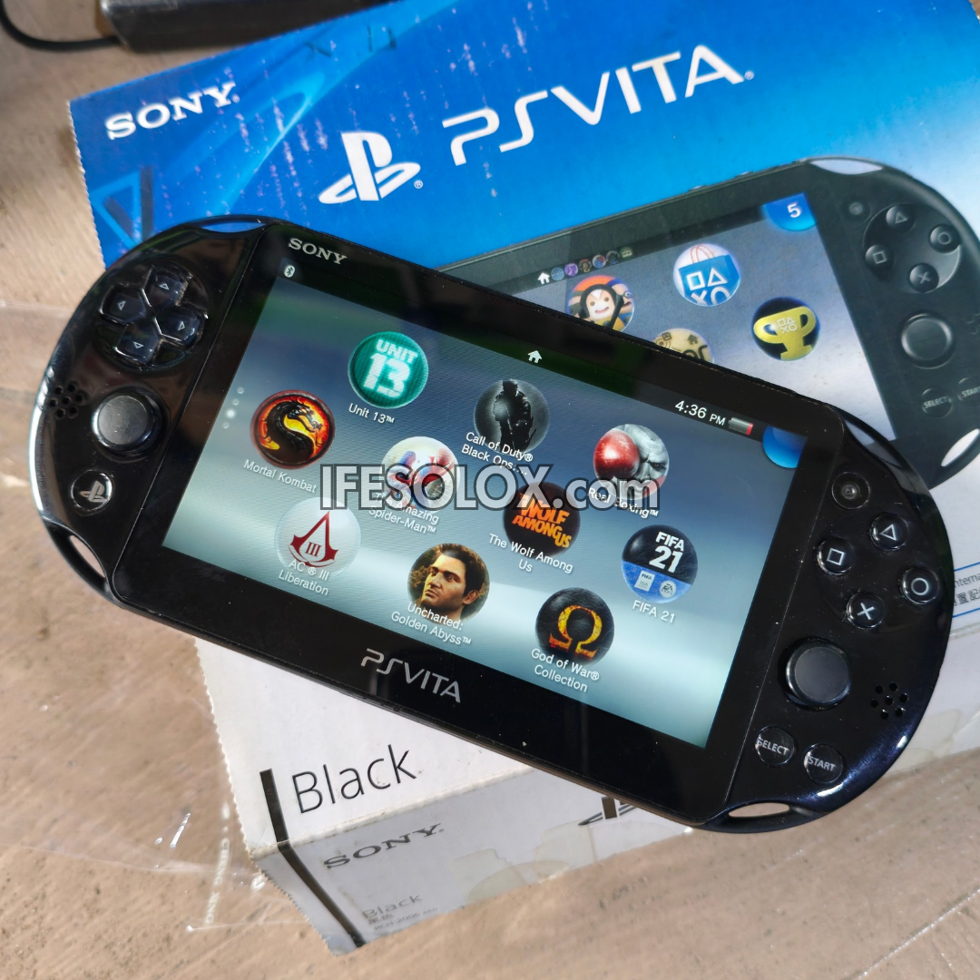 Sony PlayStation VITA PCH-2000 Series Slim Game Console + 32GB Memory Stick and 10 Games (Black) - Open Box