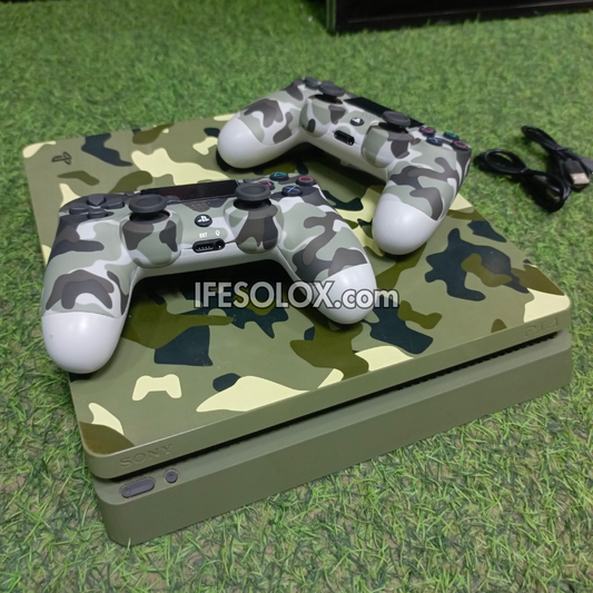 Sony Playstation 4 (PS4) Slim 1TB Camouflage Limited Edition with 2 DUALSHOCK 4 Controllers and 15 Games - Foreign Used