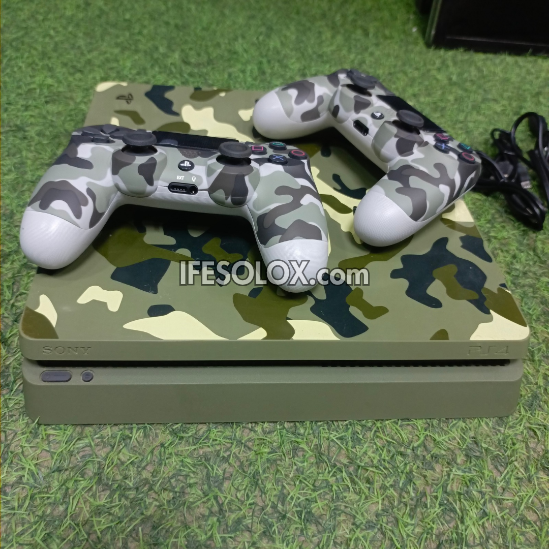 Sony Playstation 4 (PS4) Slim 1TB Camouflage Limited Edition with 2 DUALSHOCK 4 Controllers and 15 Games - Foreign Used