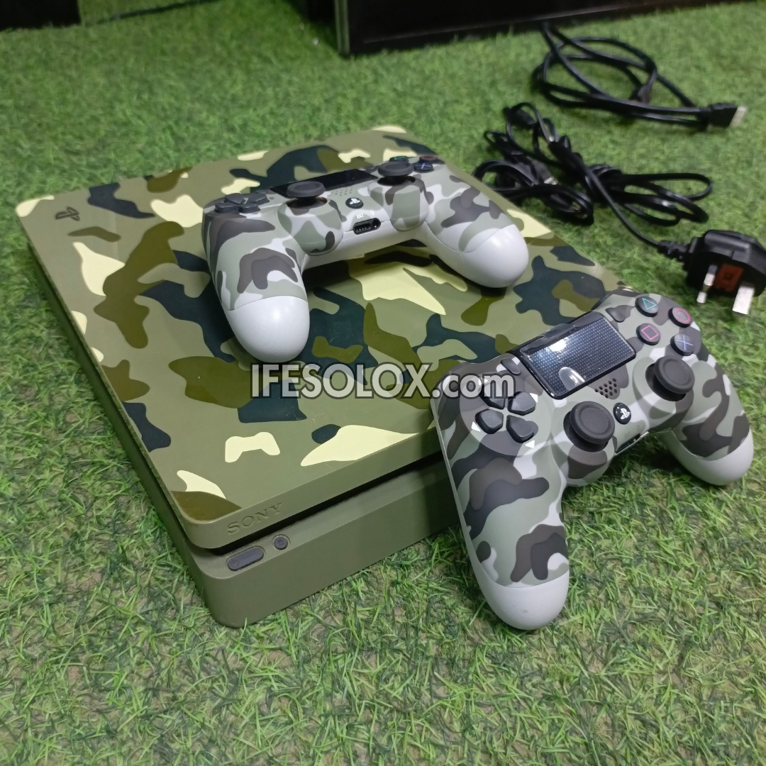 Sony Playstation 4 (PS4) Slim 1TB Camouflage Limited Edition with 2 DUALSHOCK 4 Controllers and 15 Games - Foreign Used