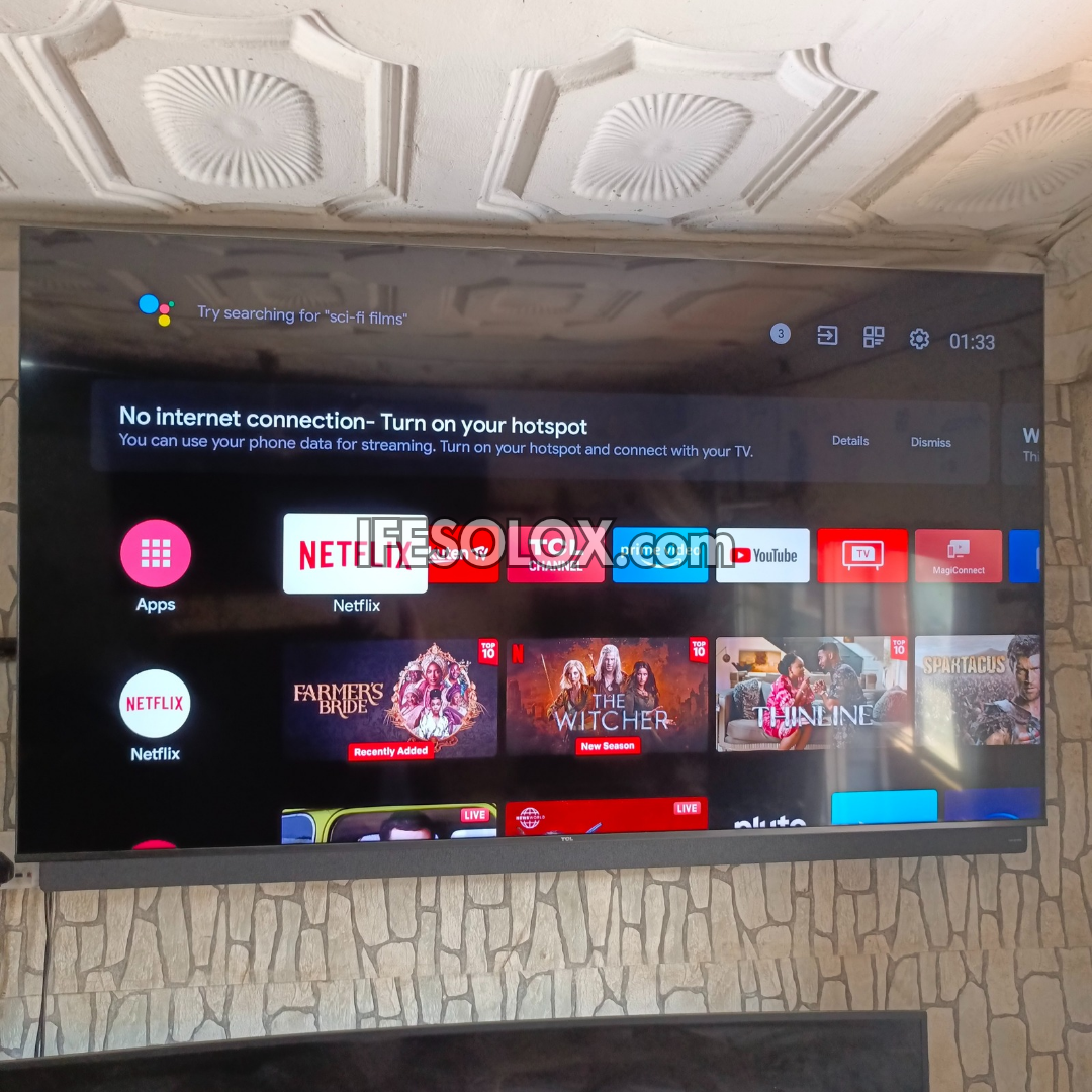 TCL 75 inch 75C815 Android Smart True 4K UHD HDR10 Frameless QLED Google TV (WiFi, Miracast, Bluetooth) - Foreign Used