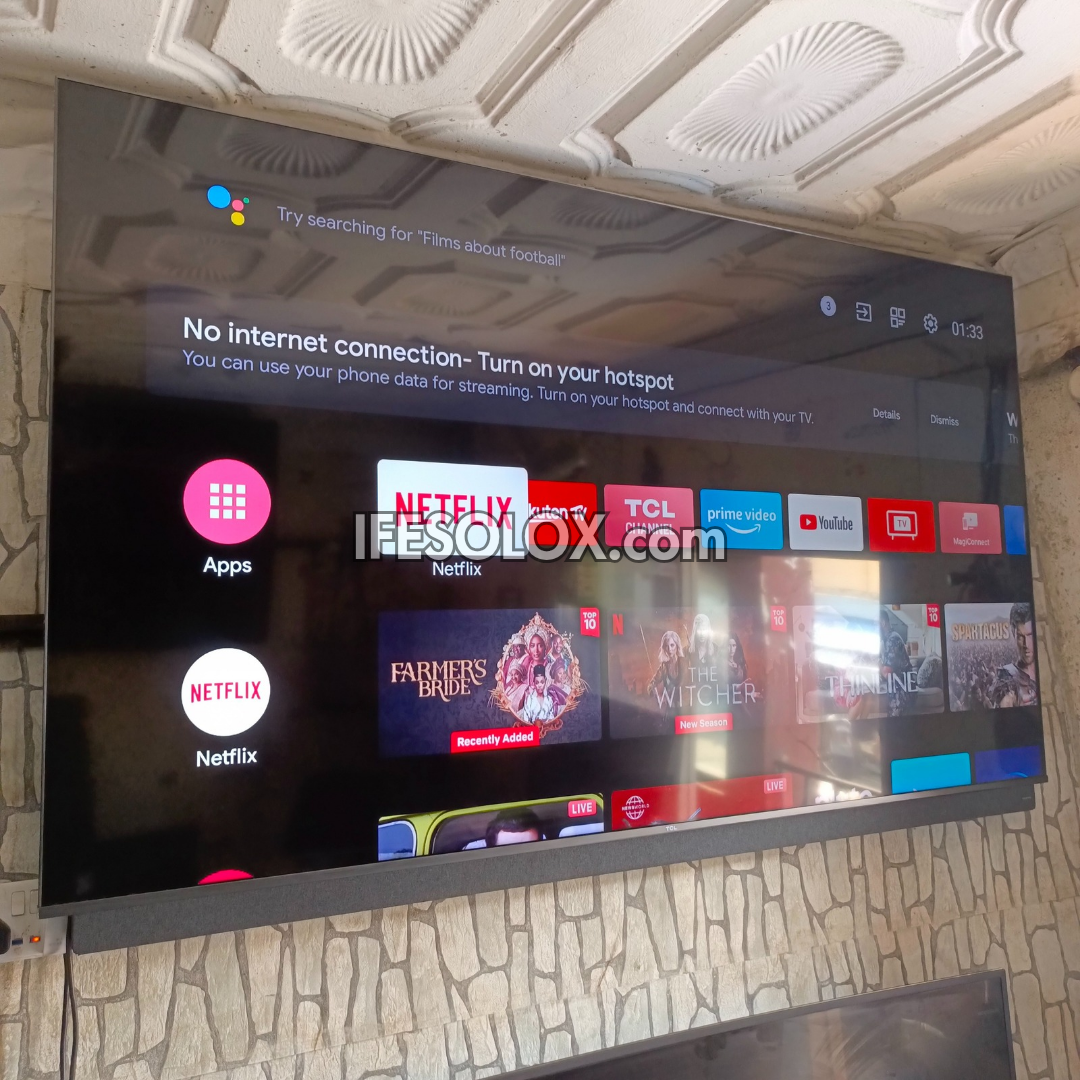 TCL 75 inch 75C815 Android Smart True 4K UHD HDR10 Frameless QLED Google TV (WiFi, Miracast, Bluetooth) - Foreign Used