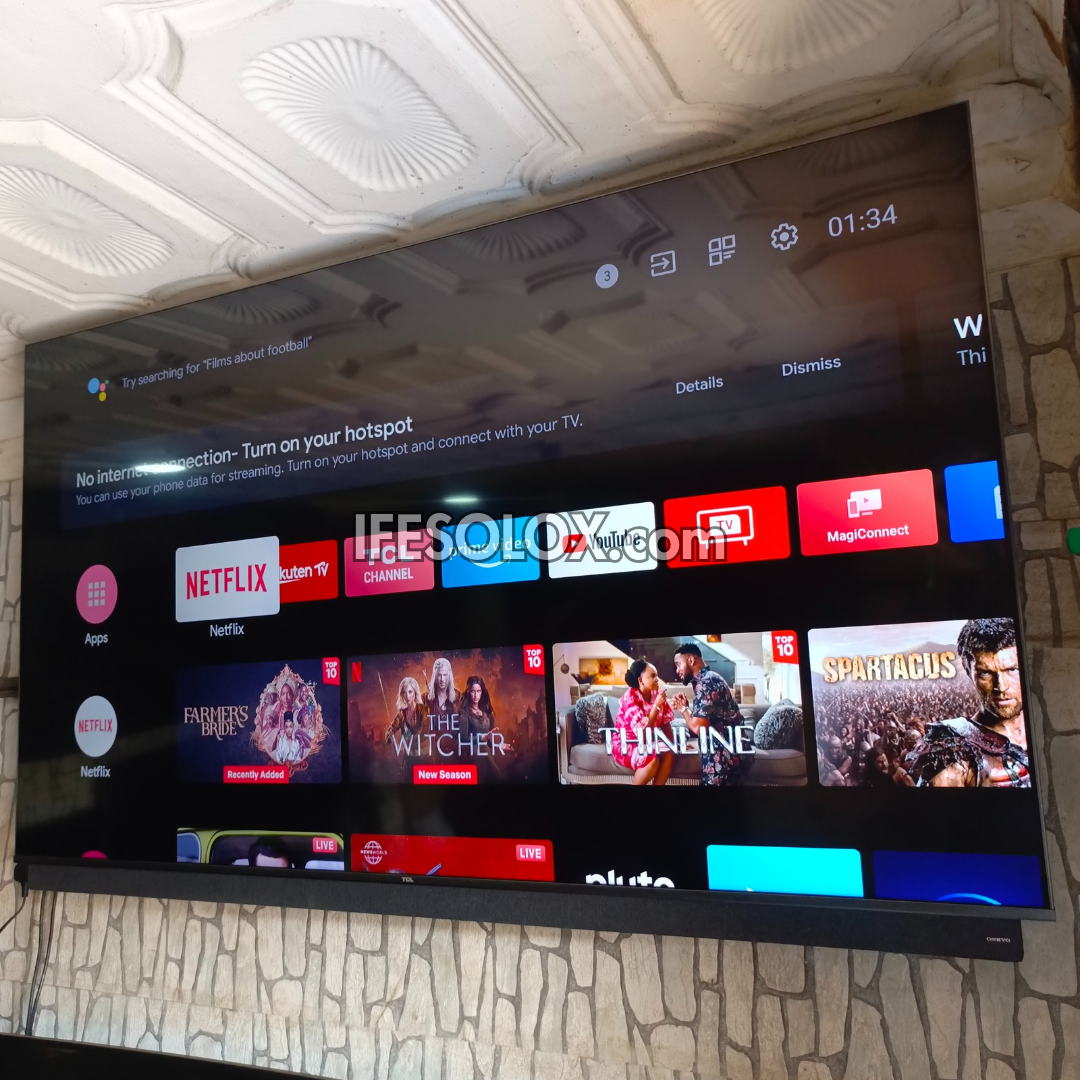 TCL 75 inch 75C815 Android Smart True 4K UHD HDR10 Frameless QLED Google TV (WiFi, Miracast, Bluetooth) - Foreign Used