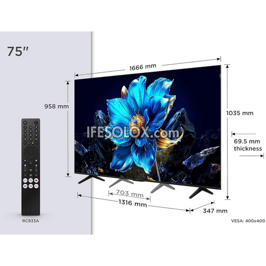 TCL 75 inch QLED 75P7K Android Smart Quantum HDR 4K UHD QLED Google TV (Chromecast, Google Play Store) - Brand New