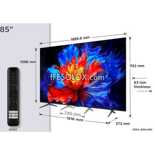 TCL 85 inch QLED 85P8K Android Smart Quantum HDR 4K UHD QLED Google TV (Chromecast, Google Play Store) - Brand New
