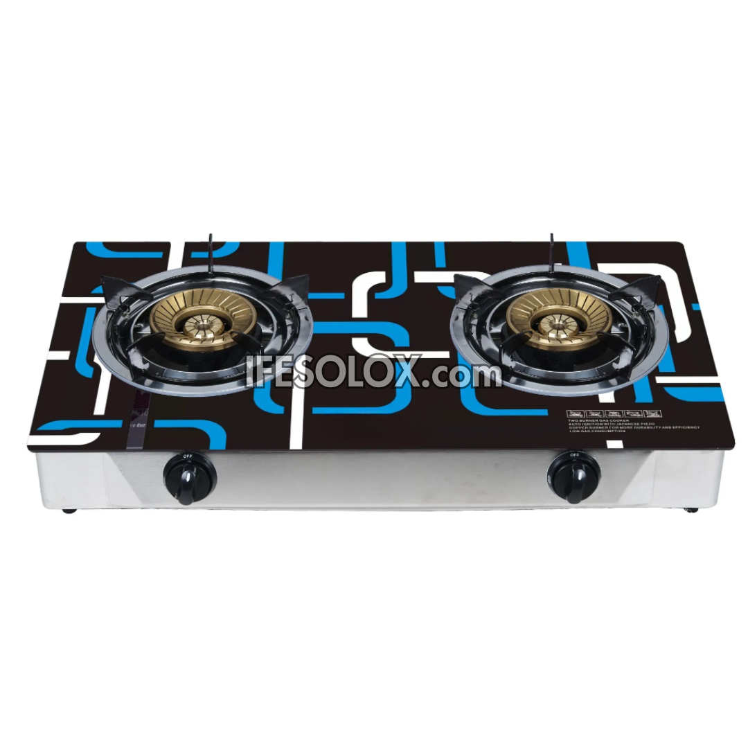 Table-Top Gas Cooker TTGC01 with 2 Gas Burners, Auto ignition and 7mm Tempered Glass Surface - Brand New