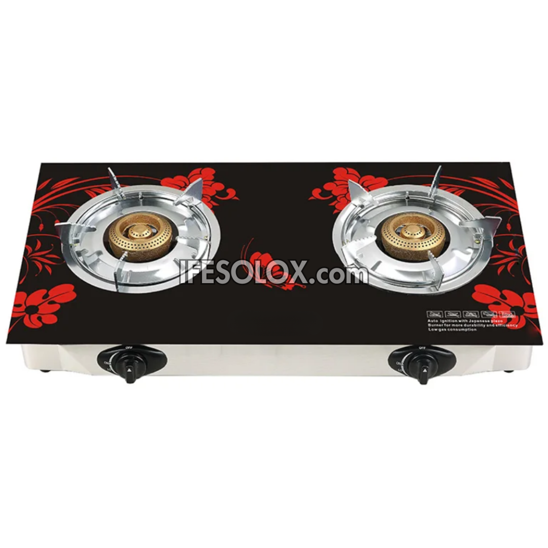Table-Top Gas Cooker TTGC05 with 2 Gas Burners, Auto ignition and 7mm Tempered Glass Surface - Brand New