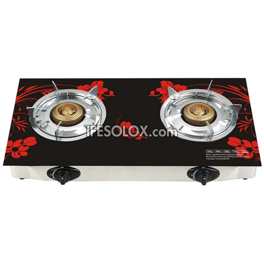 Table-Top Gas Cooker TTGC05 with 2 Gas Burners, Auto ignition and 7mm Tempered Glass Surface - Brand New
