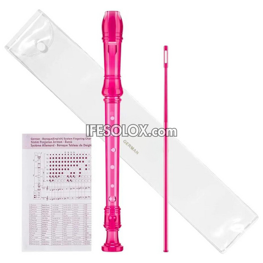 Transparent Pink Recorder Instrument for Schools, Beginners and Students - Brand New