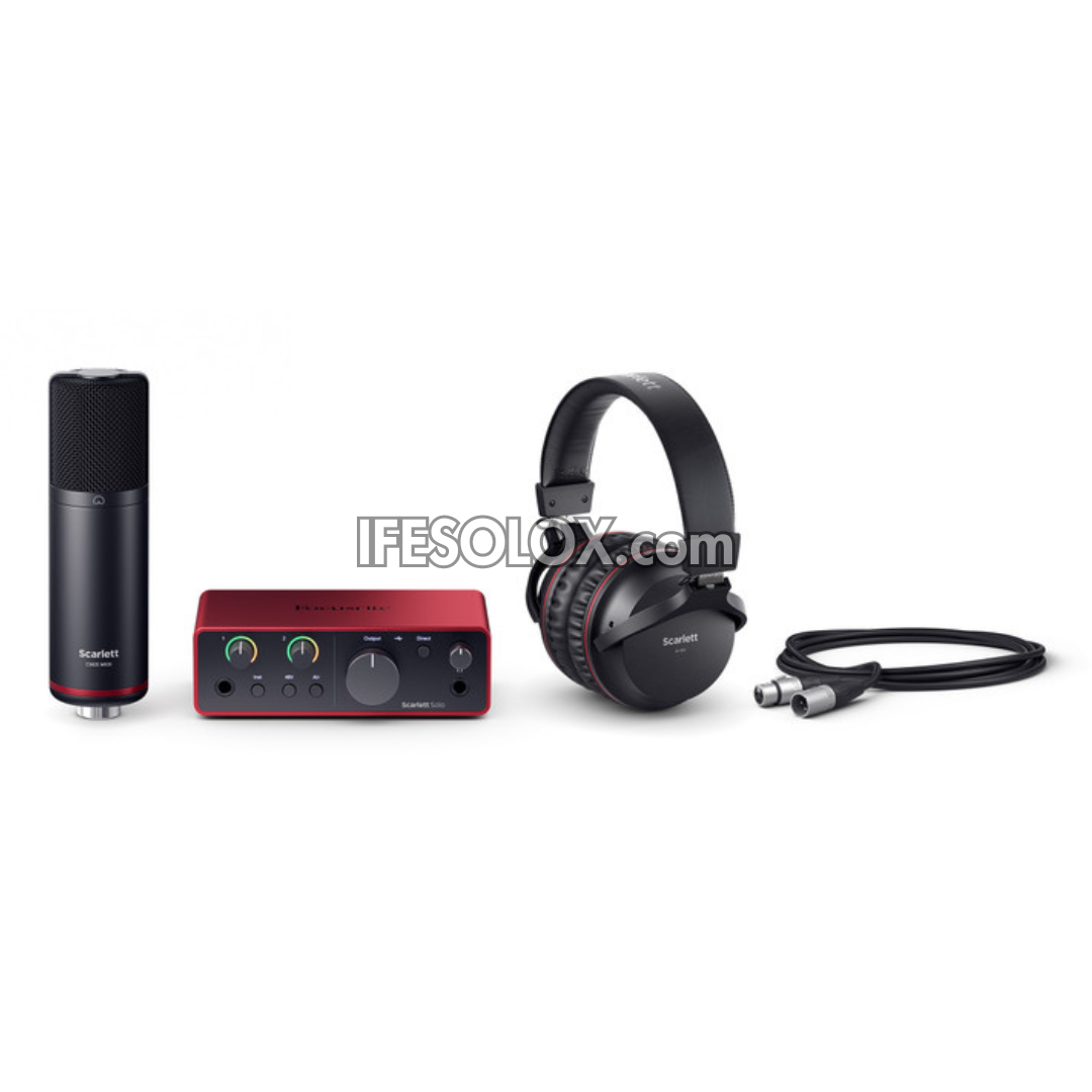 Focusrite Scarlett Solo 4th Gen Studio with USB Audio Interface, Headphone, Microphone and XLR Cable - Brand New